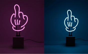 F**K OFF neon neon LED light on concrete base perfect light gift design decor interiors lifelong home office workstation cafe